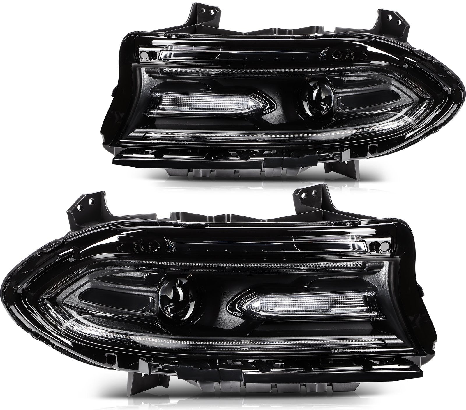 ECCPP Halogen Headlights Assembly For Dodge Charger 2015-2021 Pair Kit Black 6B93BC-57