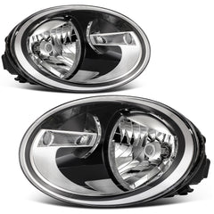 ECCPP Headlights Assembly For Volkswagen Beetle 1.8L 2.0L 2012-2019 Pair Black 6B93BC-57