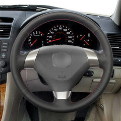 Hand-Sewing Black Leather Steering Wheel Covers Wrap For Honda Accord Coupe 03-