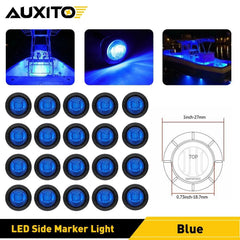 20X 3/4" Round LED Marker Side Clearance Bullet Lights Truck Trailer 12V Blue 6B93BC-57