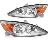 Pair Kit Halogen Headlights Assembly For 2002-2004 Toyota Camry Chrome Amber 6B93BC-57