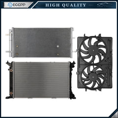 Electric Radiator Condenser Cooling Fan Kit For 2009 2010 2011-2016 Audi A4 6B93BC-57