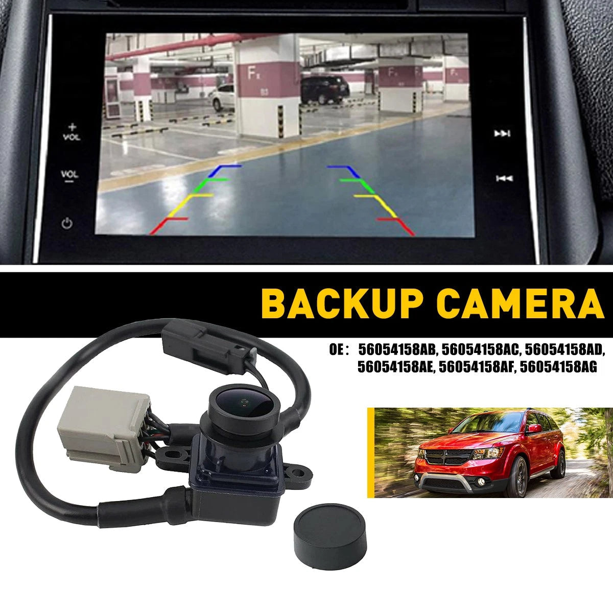 FIT 2011-2020 JOURNEY DODGE REAR VIEW BACKUP CAMERA AUXITO 56054158AG 56054158AB AUXITO