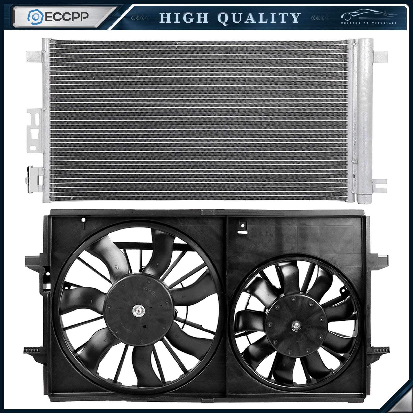 AC Condenser Cooling Fan Kit For 2004-2012 Chevrolet Malibu 2005-2010 Pontiac G6 6B93BC-57