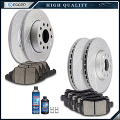 Ceramic Brake Pads And Drilled Rotors Front + Rear For 2005-10 Volkswagen Jetta 6B93BC-57