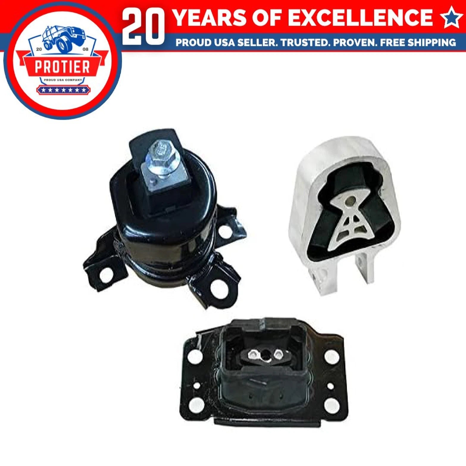 Motor &Torque Strut &Trans Mount 3PCS Set Fit 13-20 Ford Fusion 2.5L Automatic 6B93BC-57