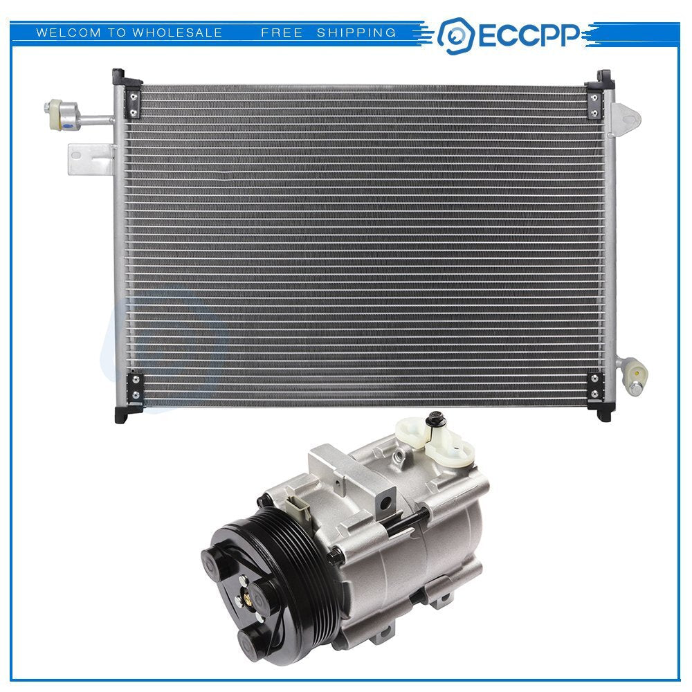 AC Condenser & AC Compressor Cooling Kit For 2005-2006 Ford Mustang 6B93BC-57