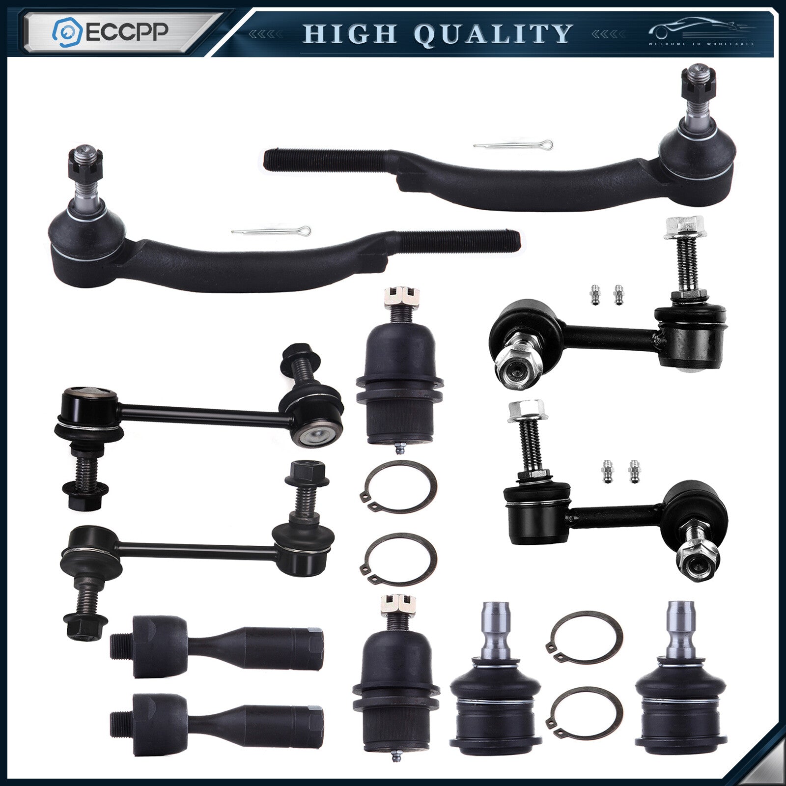 12pcs For 2002-2003 GMC Chevrolet Complete Front Rear Tie Rod End Sway Bar Links 6B93BC-57