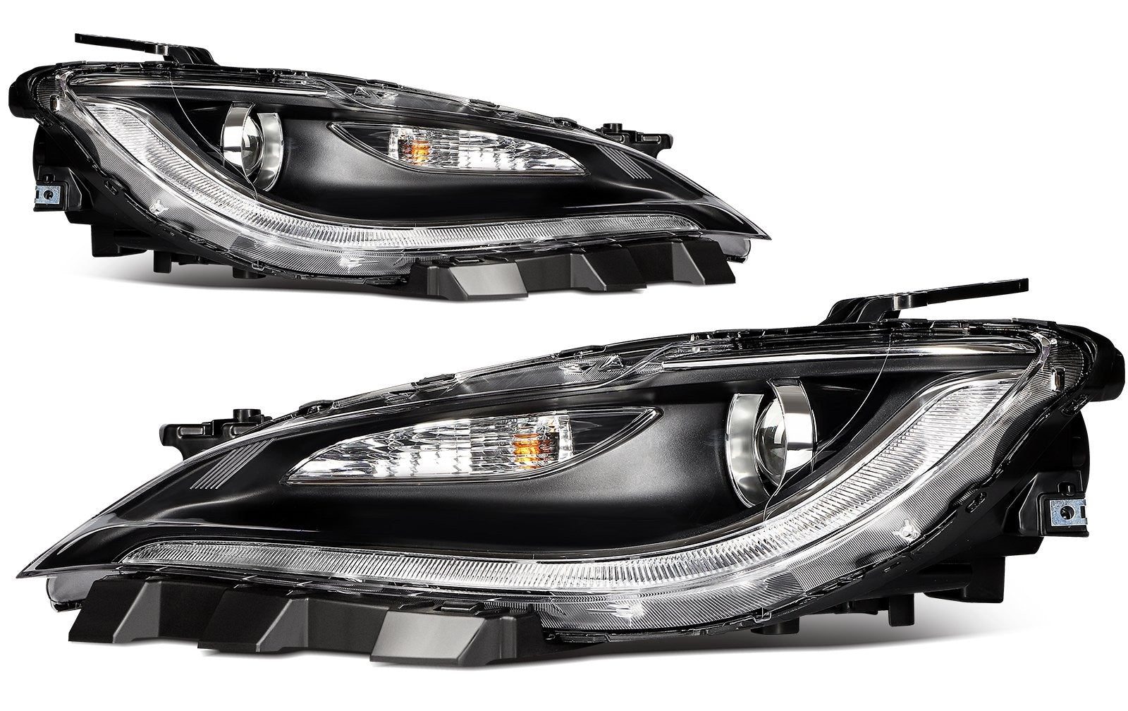 ECCPP LED Headlights Assembly For Chrysler 200 2.4L 3.6L 2015-2017 Pair Black 6B93BC-57