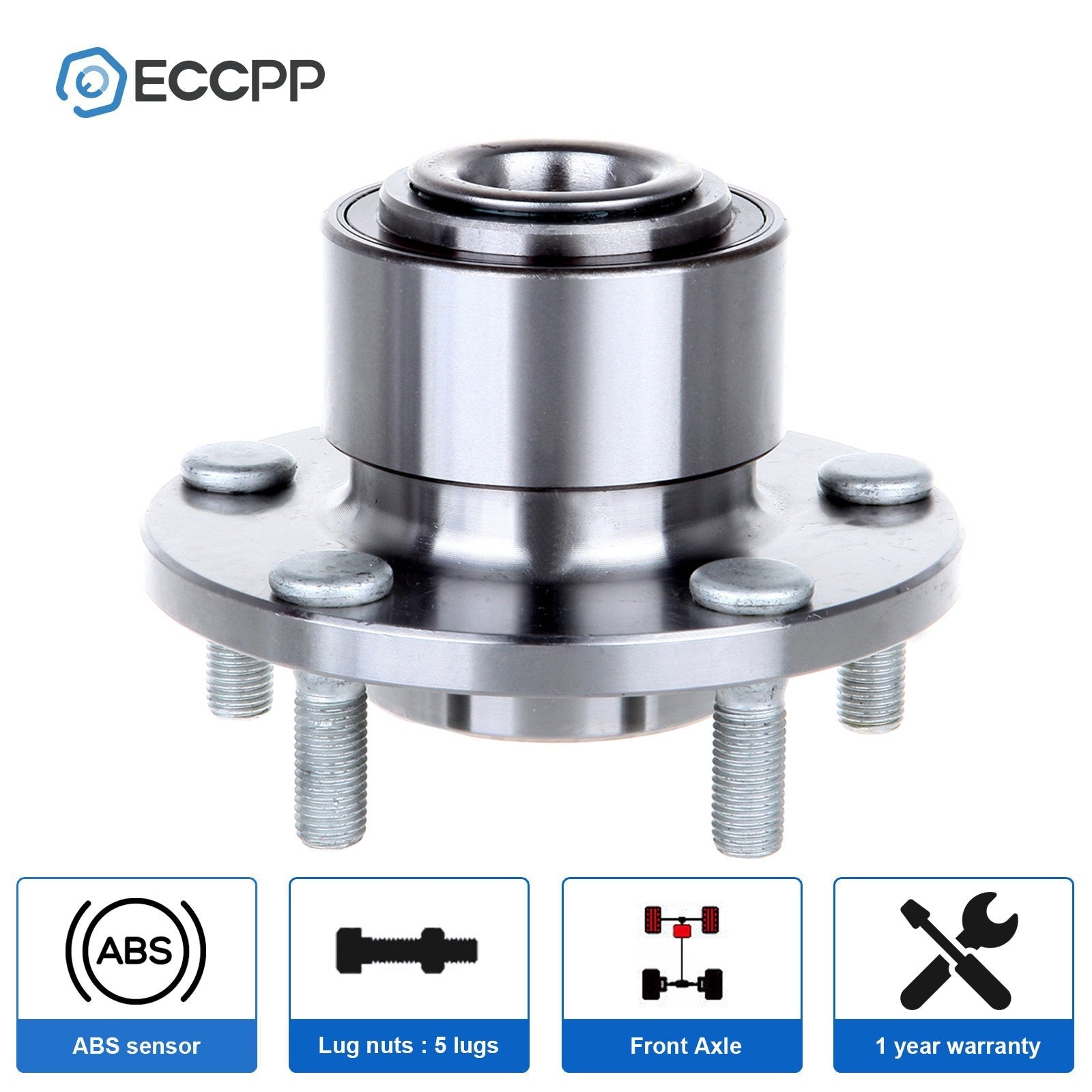 1Pc Wheel Hub Bearing Assembly Front For Mazda 3 Hatchback 5x4.25 Bolt Pattern 6B93BC-57