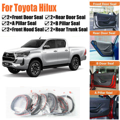 Door Rubber Seal Strips Weather Draft Wind Noise Reduction Kit For Toyota Hilux