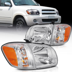 Pair Kit Headlights For 2005-06 Toyota Tundra 2005-07 Toyota Sequoia Chrome 6B93BC-57