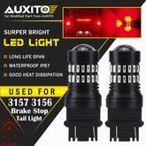 AUXITO 3157 Red LED Strobe Flashing Blinking Brake Tail Light/Parking Bulbs 48H AUXITO