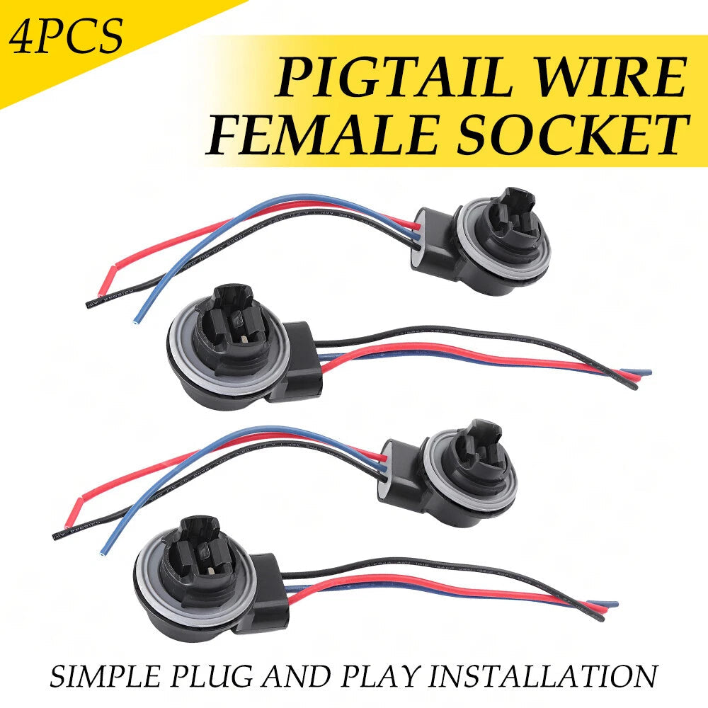 4Pcs Bulb 3157 Socket Brake Front Turn Signal Light Harness Wire Plug Connector 6B93BC-57