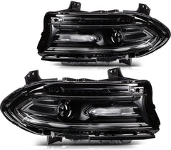 Pair Kit Halogen Headlights Assembly For 2015-2021 Dodge Charger Black KOEEP