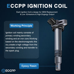 ECCPP 4 Ignition Coils For 00-05 Toyota Celica 05-06 For Corolla Matrix XRS 1.8L 6B93BC-57
