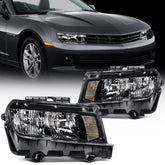 For 2015-2014 Chevy Camaro Black Housing Left+Right Headlights Assembly 6B93BC-57