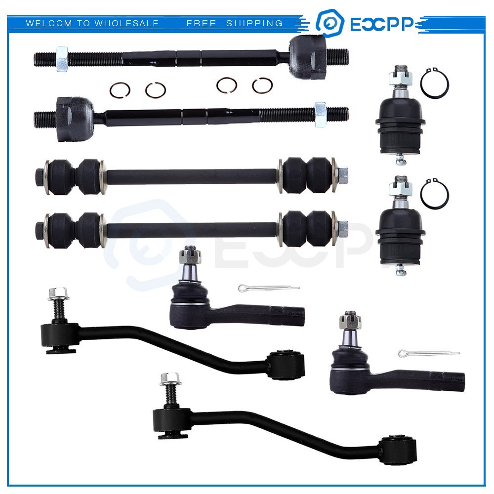 10PCS Front Rear Sway Bars Ball Joints Tie Rods Set Fits 98-01 Mazda B3000 B4000 6B93BC-57