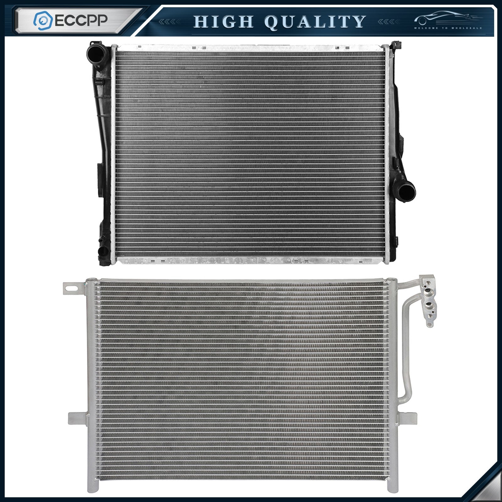 Aluminum Radiator & AC Condenser Cooling Kit For 2001-2005 BMW 320i 6B93BC-57