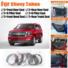 Door Rubber Seal Strips Weather Draft Wind Noise Reduction Kit For Chevy Tahoe
