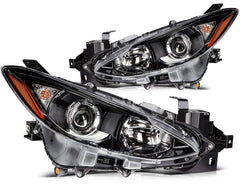ECCPP Headlights Assembly For Mazda 3 2.0L 2.5L 2014-2016 Pair Kit Black Amber 6B93BC-57