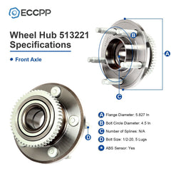 1Pc Front Wheel Hub Bearing Assembly For Ford Mustang 2005-2011 2012 2013 2014