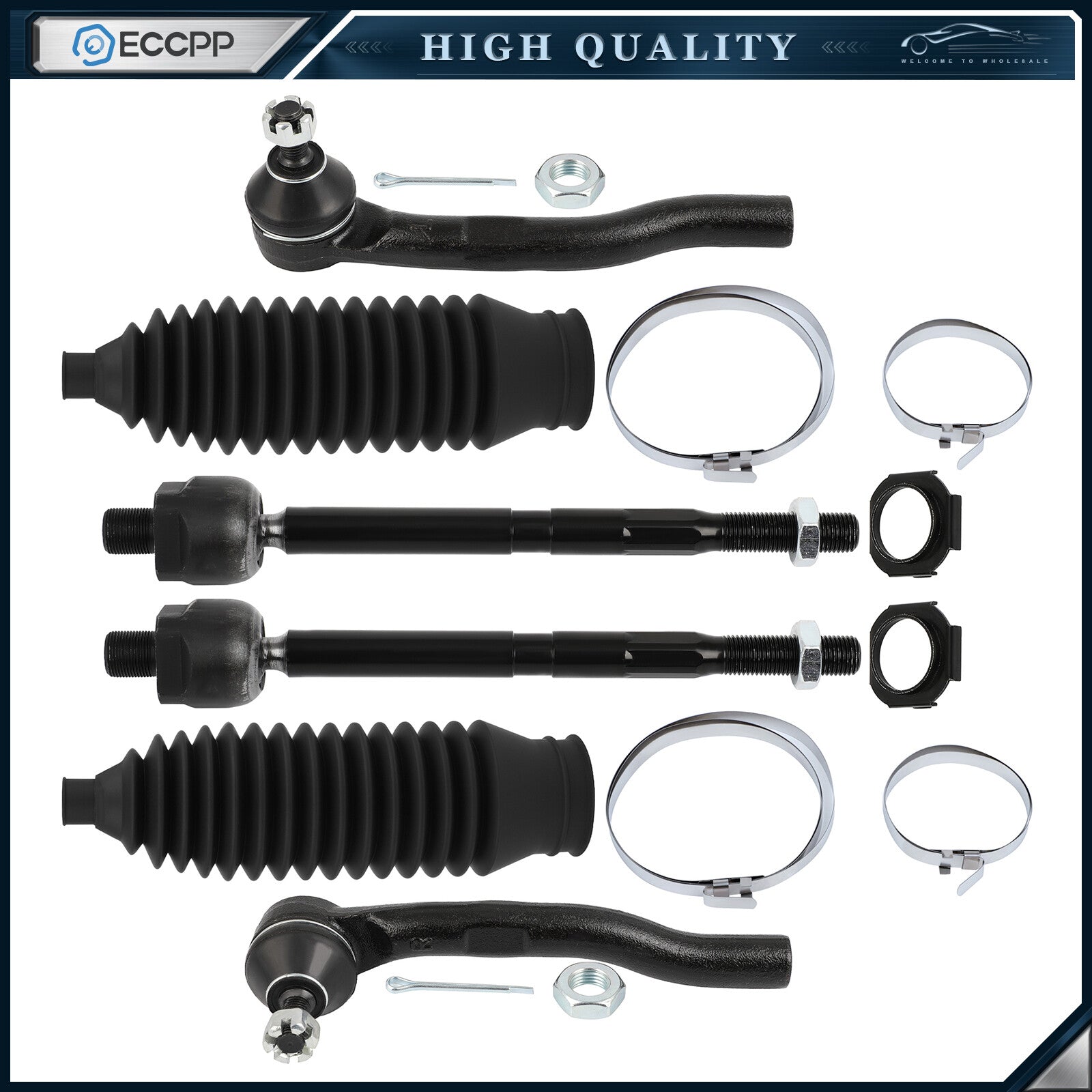 Front Rack and Pinion Bellow Tie Rod End Fit For 2009 10 11 12 13-2014 Honda Fit KOEEP