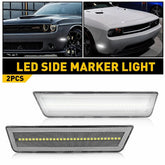 Clear Lens White LED Lights Front Side Marker Lamps For 08-14 Dodge Challenger A 6B93BC-57
