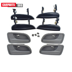 Set of 8 Outside Black & Inside Gray Door Handle For 2003 2004-2005 Kia Rio 1.6L 6B93BC-57