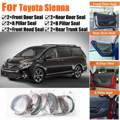 Door Rubber Seal Strips Weather Draft Wind Noise Reduction Kit For Toyota Sienna