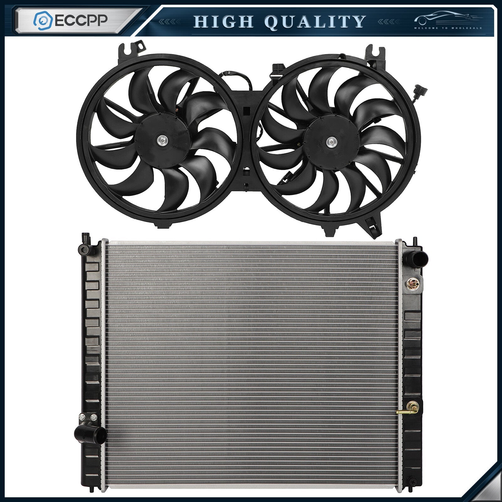 Electric Engine Radiator Cooling Fan Kit For 2009 Infiniti FX35 EX35 6B93BC-57