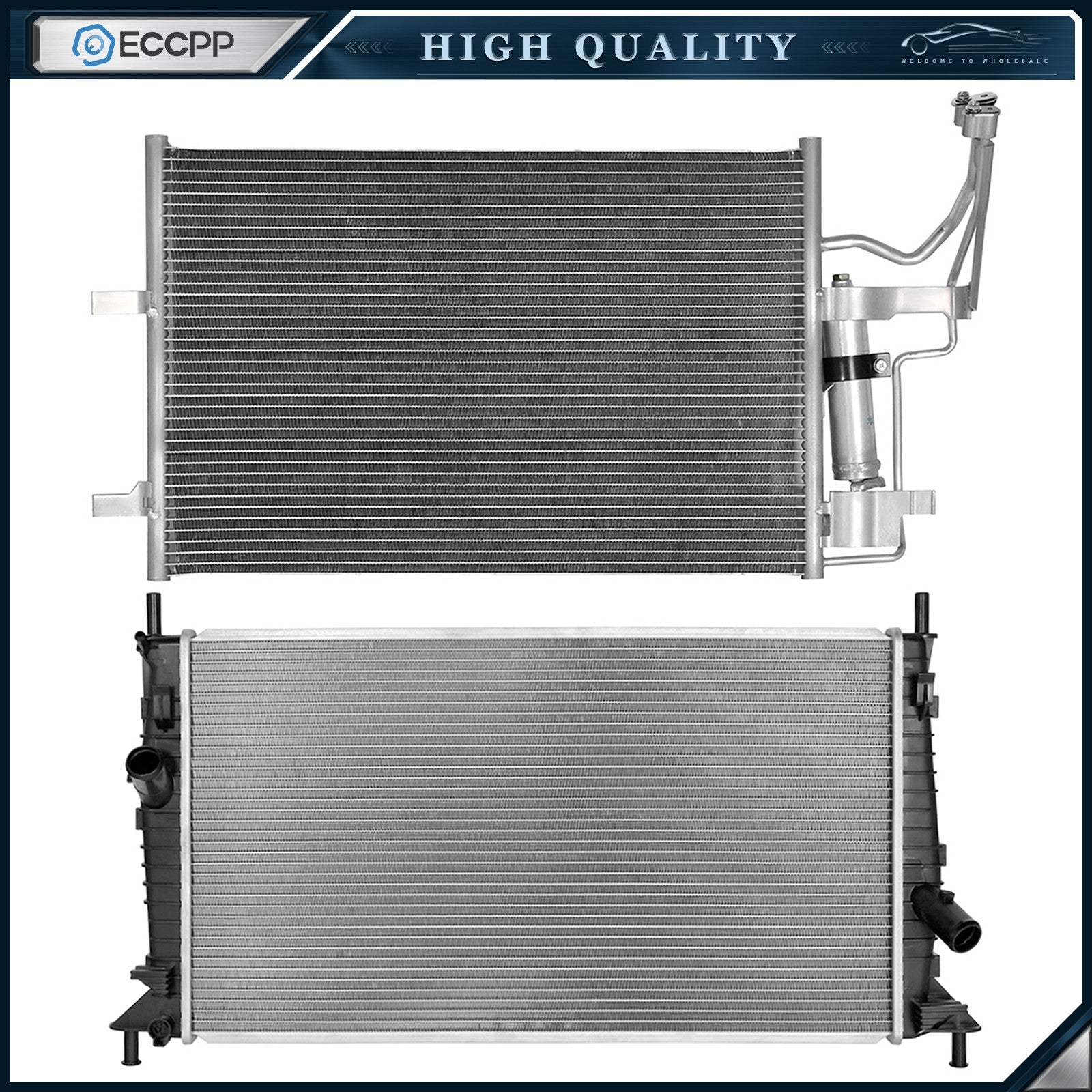 Aluminum Radiator & AC Condenser Cooling Kit For 04-09 Mazda 3 6B93BC-57