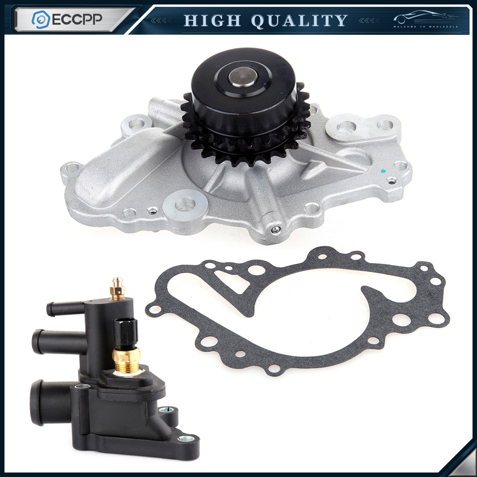 Water Pump Thermostat For Chrysler Sebring Dodge Stratus 2.7L 2001-2006 6B93BC-57