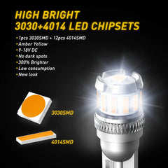 2x Amber Yellow 194 192 2825 T10 LED Side Marker Light Bulbs Canbus Error Free A 6B93BC-57