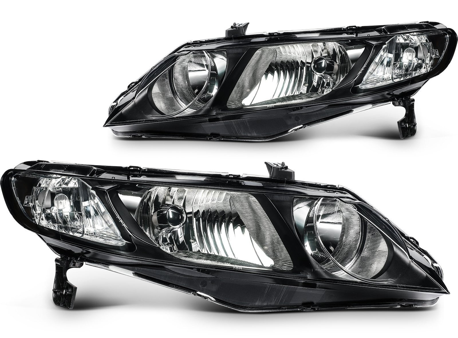 ECCPP Headlights Assembly For Honda Civic 1.8L 2.0L 2006-2011 Pair Kit Black 6B93BC-57