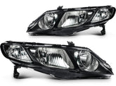 ECCPP Headlights Assembly For Honda Civic 1.8L 2.0L 2006-2011 Pair Kit Black 6B93BC-57