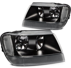 ECCPP Headlights Assembly For Jeep Grand Cherokee 4.0L 4.7L 1999-2004 Pair Black 6B93BC-57