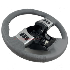 Light Gray Perforated Leather Steering Wheel Wrap Cover for Nissan Frontier
