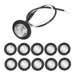 10X Mini White 3/4" 3 Round LED Side Marker Trailer 12V Truck Bullet Light Lamps 6B93BC-57
