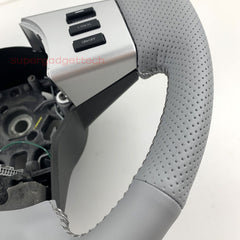 Light Gray Perforated Leather Steering Wheel Wrap Cover for Nissan Frontier