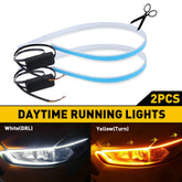 2X 60CM FLEXIBLE LED AMBER TURN SIGNAL WHITE CAR DRL DAYTIME RUNNING STRIP LIGHT 6B93BC-57
