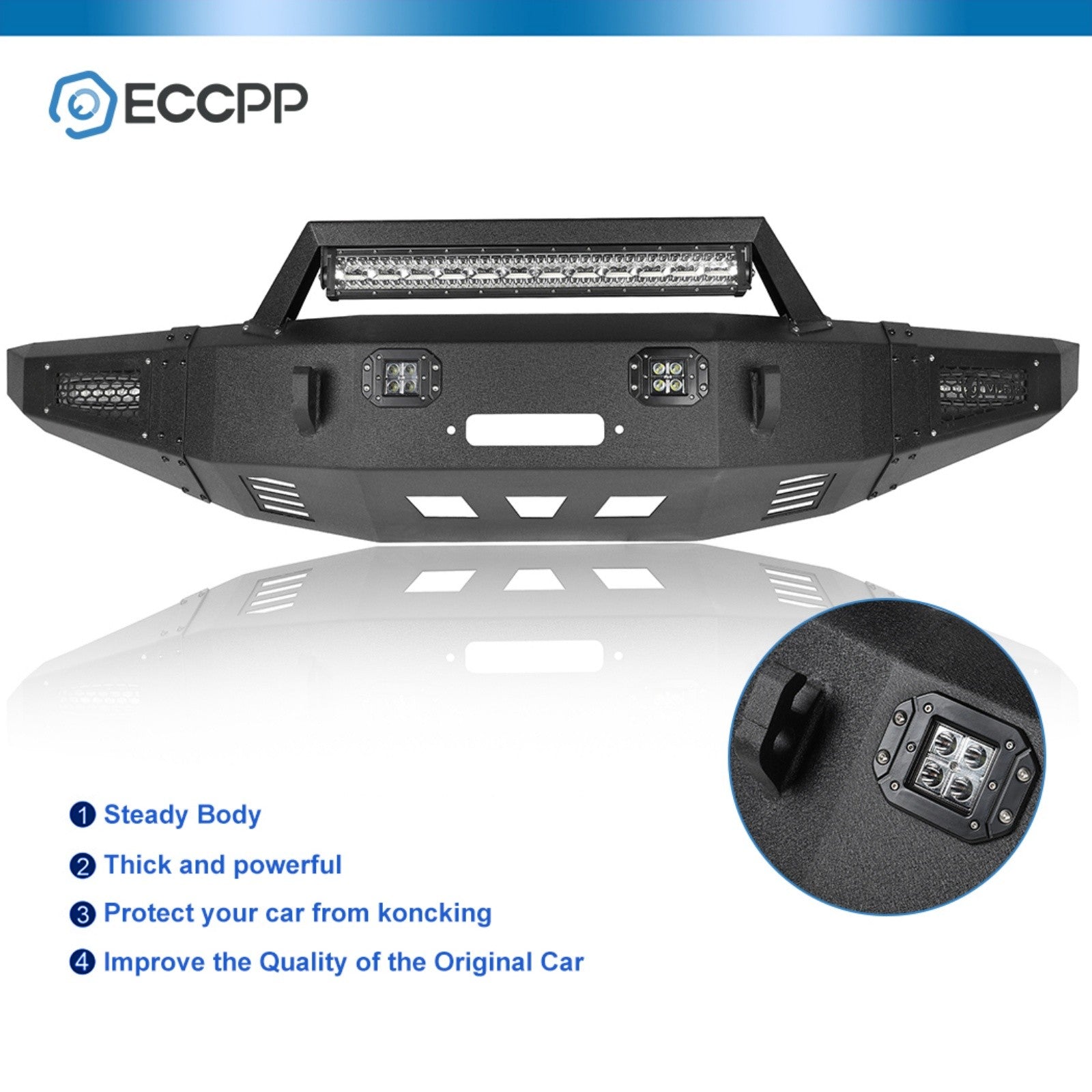 Powder Coated Front Bumper Assembly w/ Lights for 2009-2014 Ford F150 SVT Raptor KOEEP