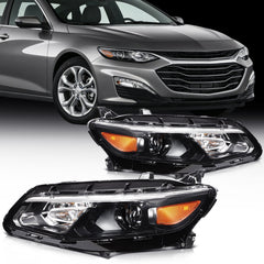 ECCPP Headlights Assembly For Chevrolet Malibu 2016-2018 Pair Kit Black Amber 6B93BC-57