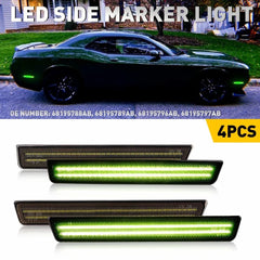 Front Rear Bumper Side Marker Lights For 2015-22 Dodge Challenger Green Smoked A 6B93BC-57