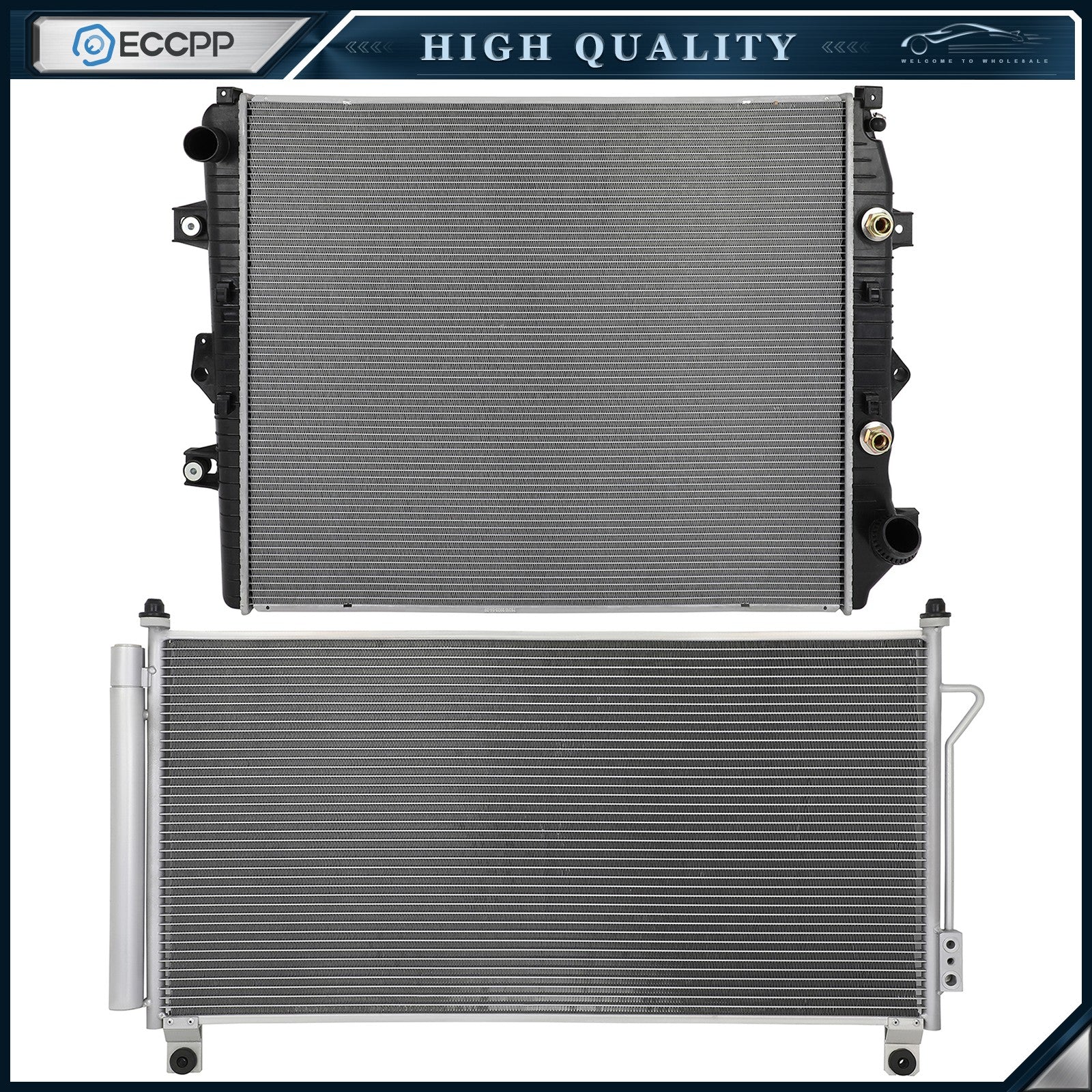 Aluminum Radiator & AC Condenser Cooling Kit For 16 Chevrolet Silverado 2500 HD 6B93BC-57