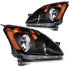 Pair Halogon Headlights Assembly For 2005-2006 Honda CR-V CRV 2.4L Black Amber 6B93BC-57