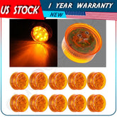 10x 2" Amber 9 LED Round Shape Tail Side Marker Light Trailer Truck Universal KOEEP