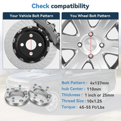 ECCPP 2 Pcs 1" 25mm 4X137 Wheel Spacers 10x1.25 For Can-Am Bombardier 4/137 ATV ECCPP