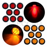 16x Red Amber 2 inch Round 9 LED Side Marker Trailer Light tail turn signal 6B93BC-57