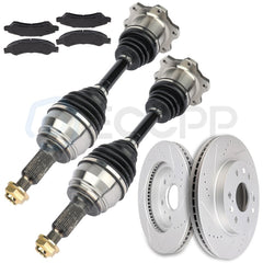 Front CV Axle + Brake Pads & Rotors for Chevrolet Silverado 1500 4.8L 2005-2006